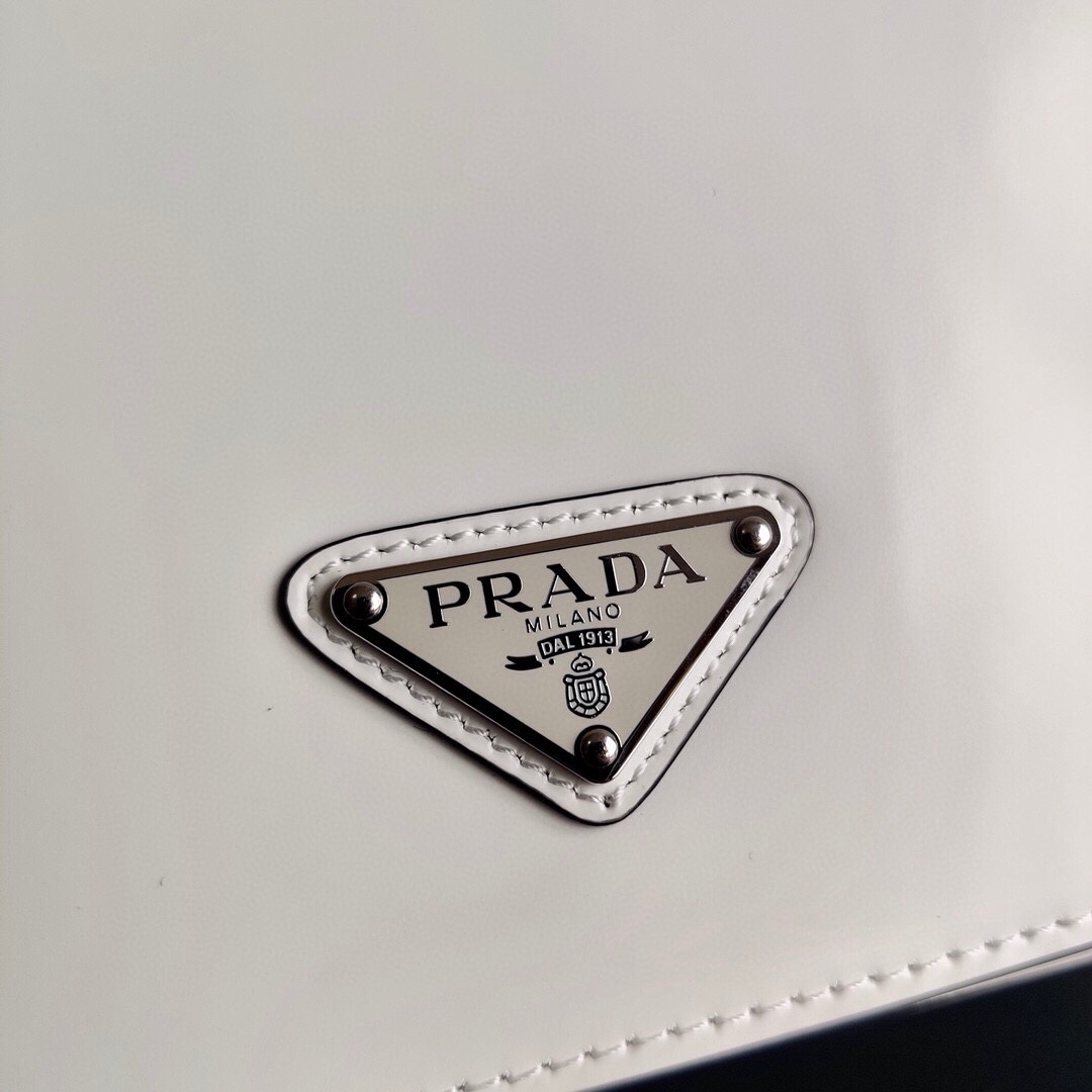 Prada Leather Shoulder Bag Tote White 1BD308